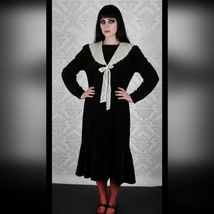 Vintage 80s Goth T Juniors Velvet Dress